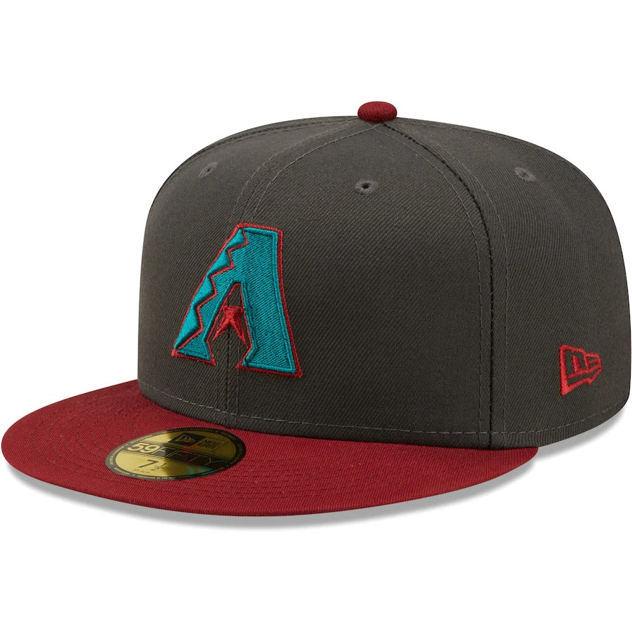 New Era Arizona Diamondbacks Graphite/Cardinal 2001 World Series 20th Anniversary Titlewave 59FIFTY Fitted Hat