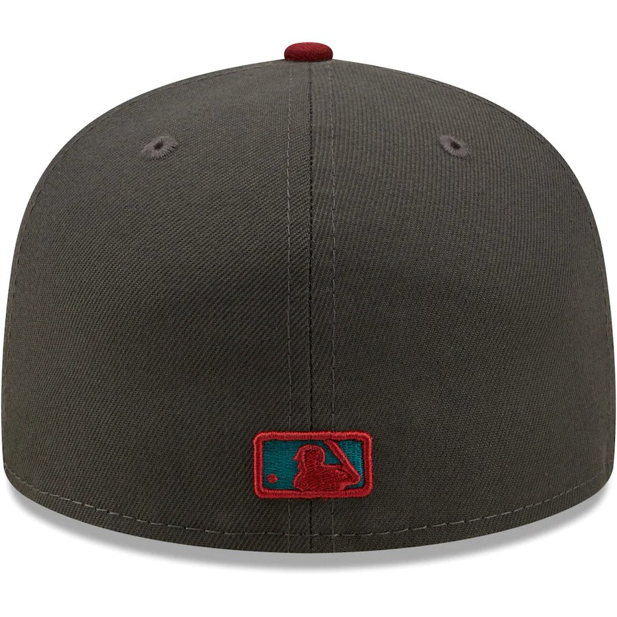 New Era Arizona Diamondbacks Graphite/Cardinal 2001 World Series 20th Anniversary Titlewave 59FIFTY Fitted Hat