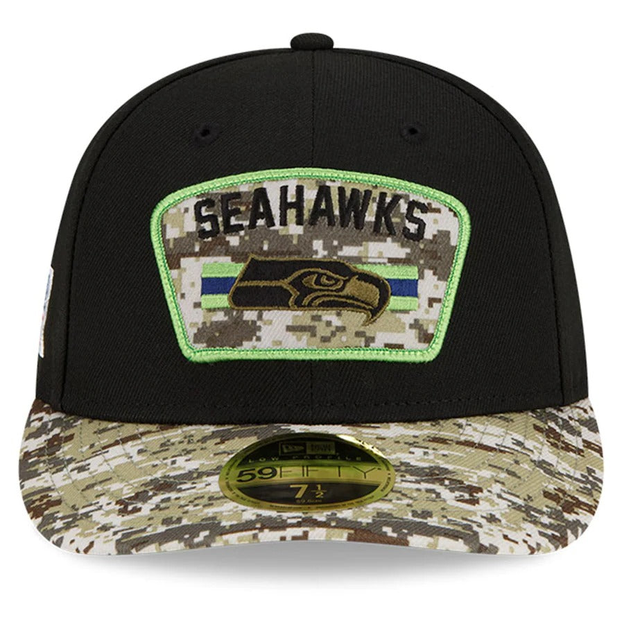 New Era Black/Camo Seattle Seahawks 2021 Salute To Service Low Profile 59FIFTY Fitted Hat