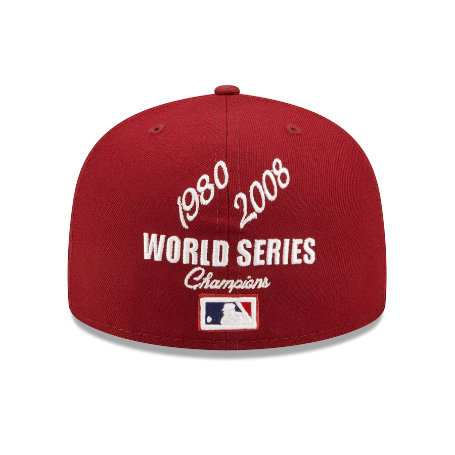 New Era Philadelphia Phillies Burgundy 2x World Series Champions Crown 59FIFTY Fitted Hat