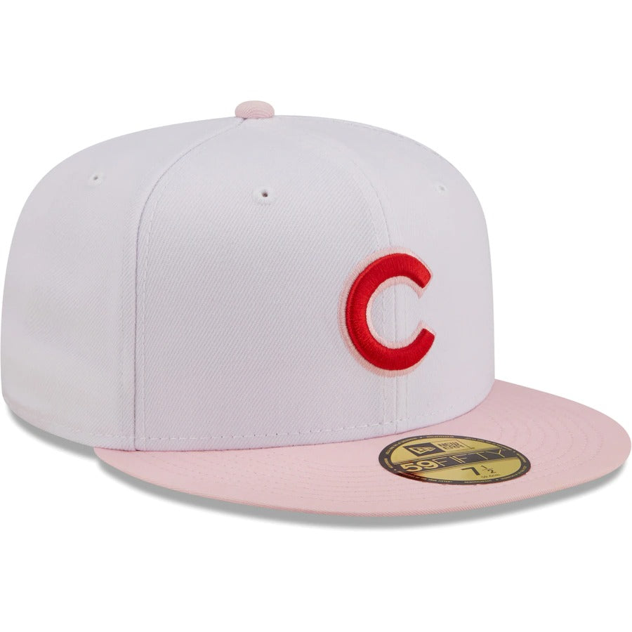 New Era Chicago Cubs White/Pink Scarlet Undervisor 59FIFTY Fitted Hat