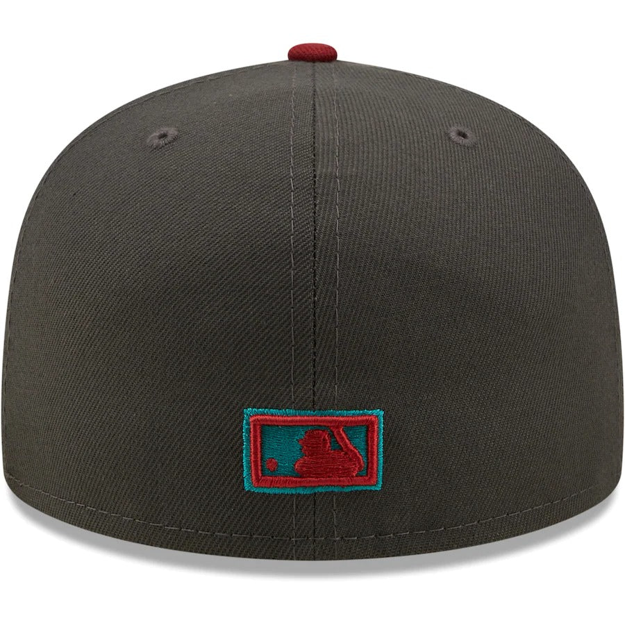 New Era California Angels Graphite/Cardinal Cooperstown Collection 35th Anniversary Titlewave 59FIFTY Fitted Hat