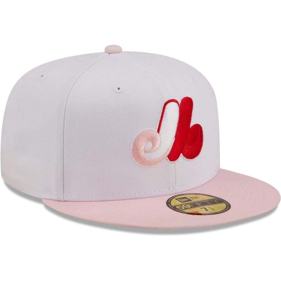 New Era Montreal Expos White/Pink Scarlet Undervisor 59FIFTY Fitted Hat