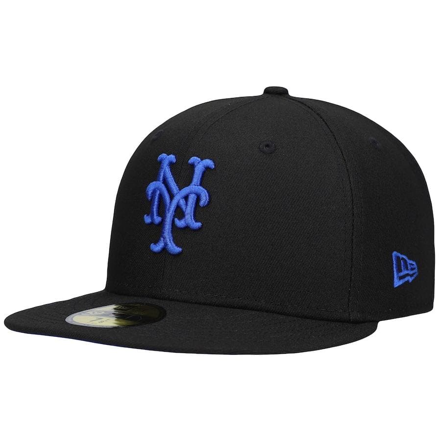 New Era New York Mets Black World Series 1969 World Series Patch Royal Under Visor 59FIFTY Fitted Hat