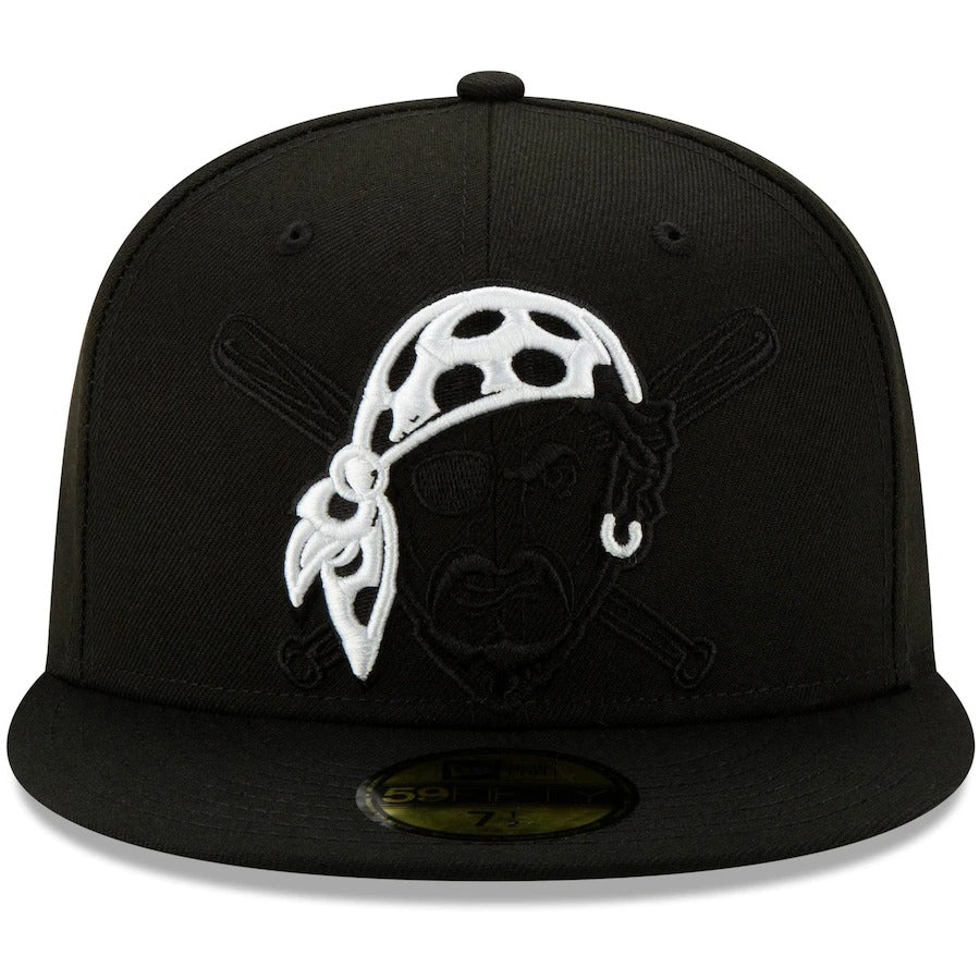 New Era Black Pittsburgh Pirates Monochrome Logo Elements 59FIFTY Fitted Hat