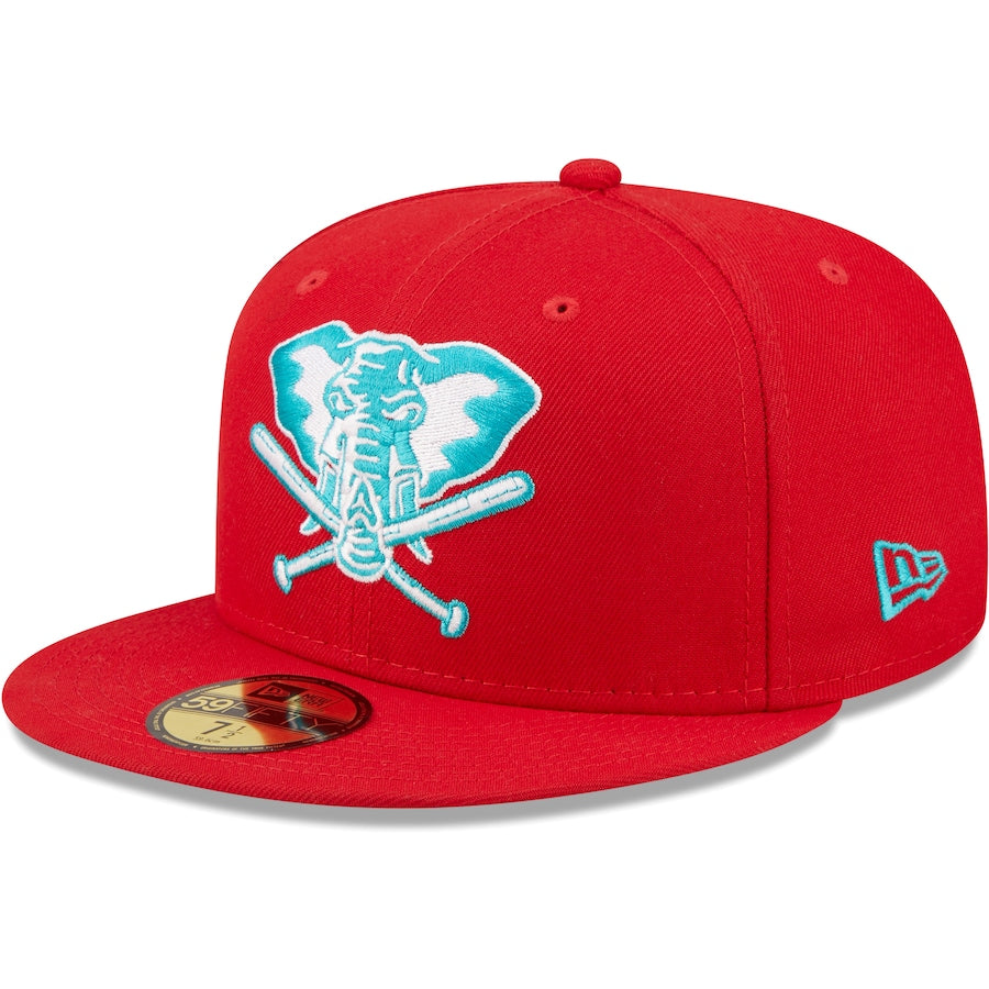 New Era Oakland Athletics 50th Anniversary Scarlet/Teal Undervisor 2022 59FIFTY Fitted Hat