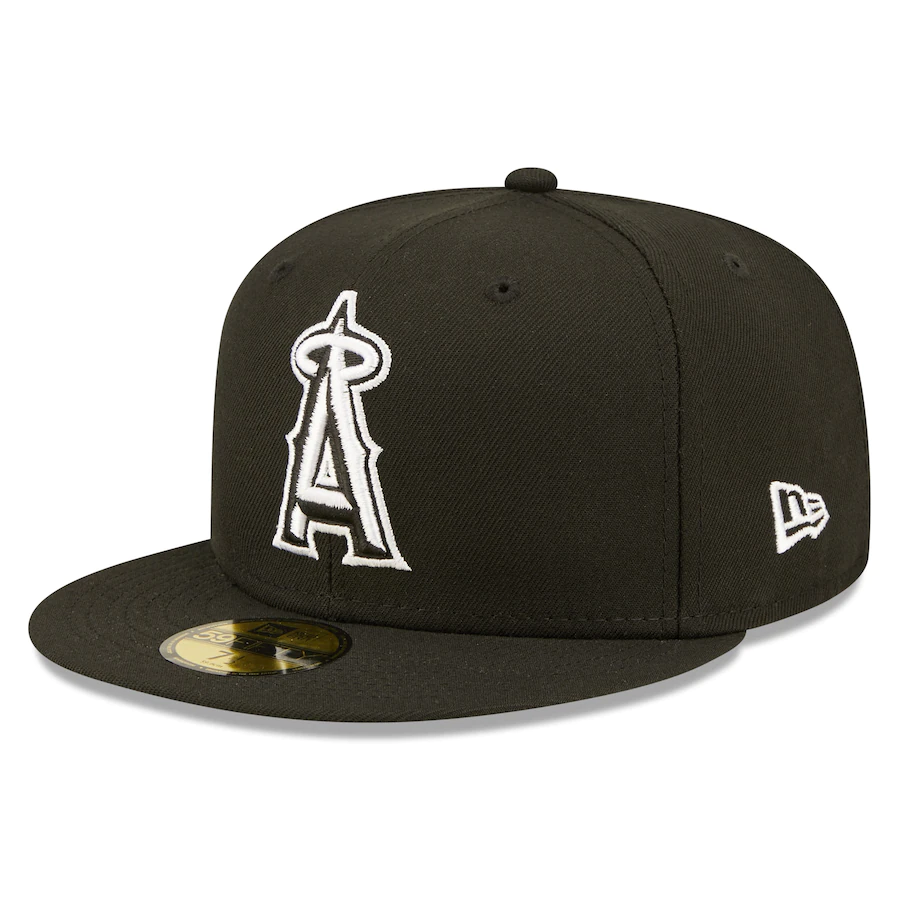 New Era Los Angeles Angels Black Team Logo 59FIFTY Fitted Hat