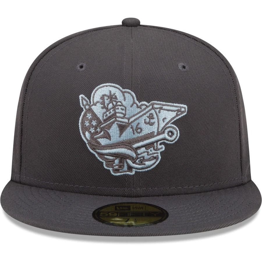 New Era Corpus Christi Hooks Gray Blue Ghost Theme Night 59FIFTY Fitted Hat