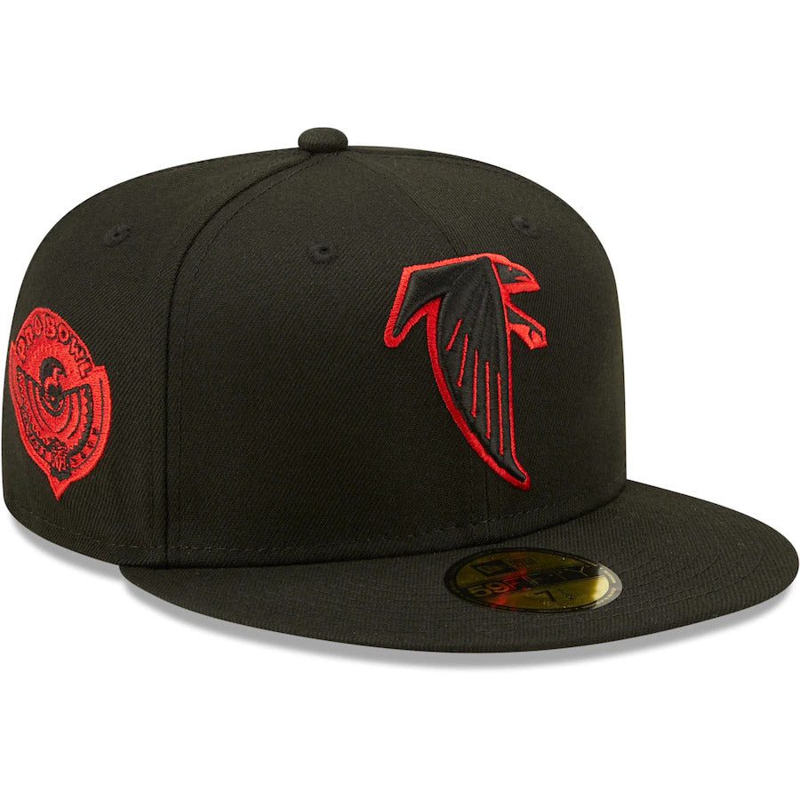 New Era Black Atlanta Falcons Red Undervisor Pro Bowl 1996 Side Patch 59FIFTY Fitted Hat