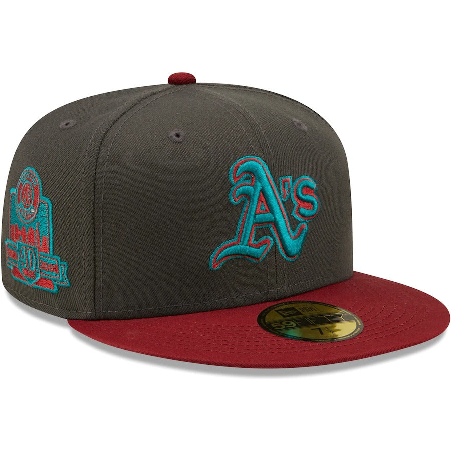 New Era Oakland Athletics Graphite/Cardinal 40th Anniversary Titlewave 59FIFTY Fitted Hat