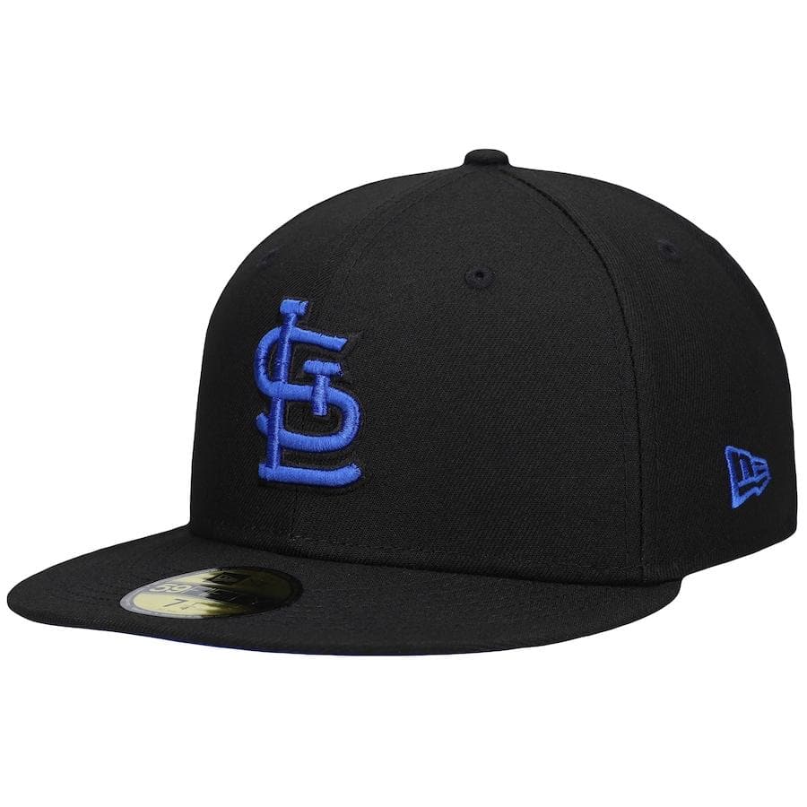 New Era St. Louis Cardinals Black World Series 2011 World Series Patch Royal Under Visor 59FIFTY Fitted Hat