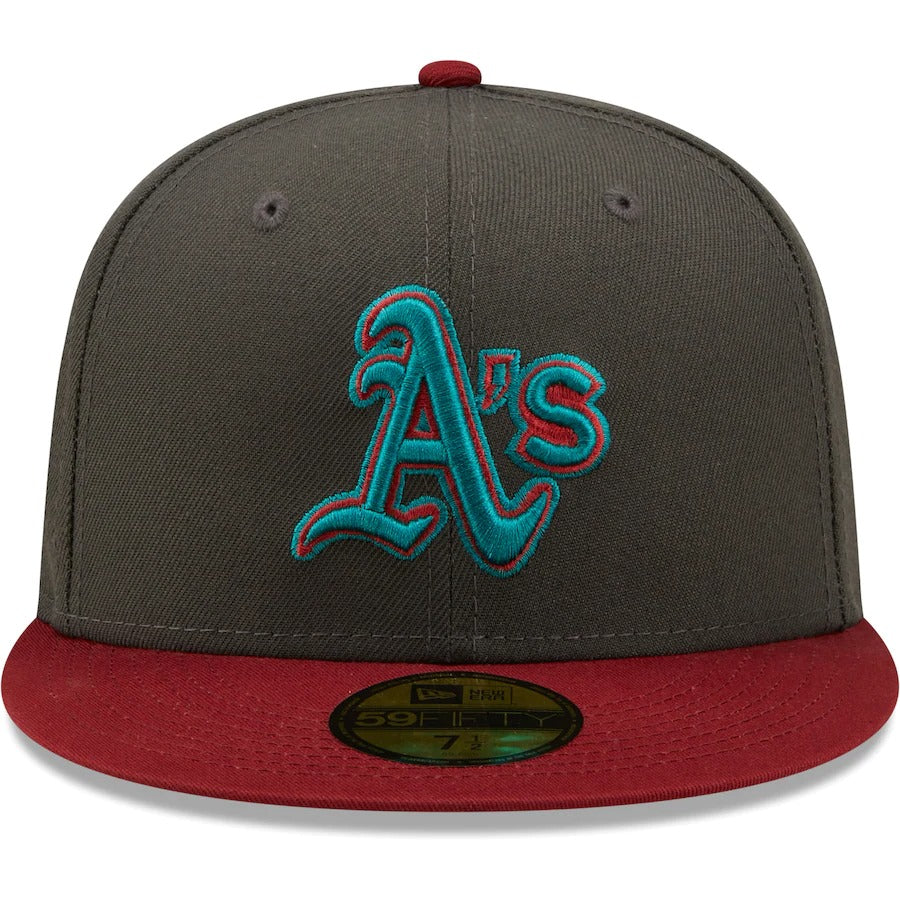 New Era Oakland Athletics Graphite/Cardinal 40th Anniversary Titlewave 59FIFTY Fitted Hat