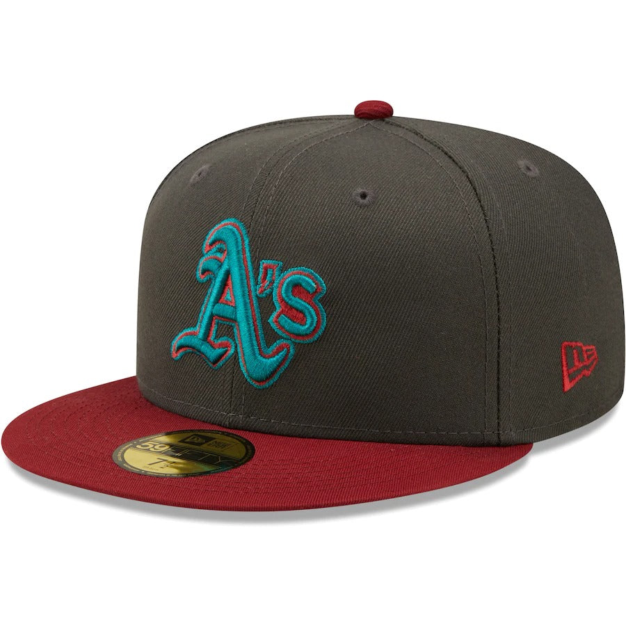 New Era Oakland Athletics Graphite/Cardinal 40th Anniversary Titlewave 59FIFTY Fitted Hat