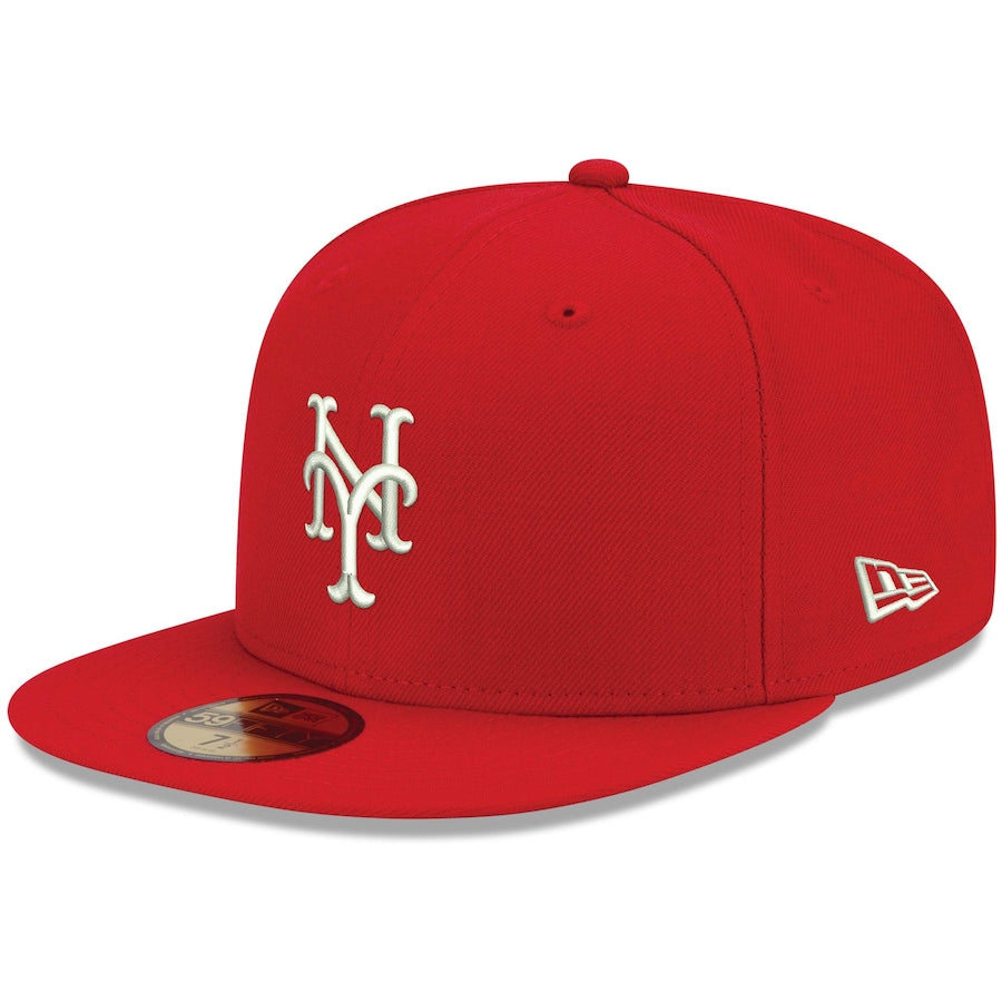 New Era Red New York Mets Logo White 59FIFTY Fitted Hat