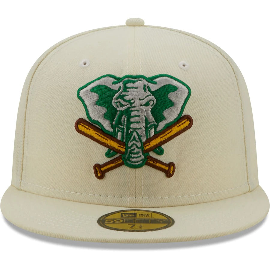 Men's Mitchell & Ness Cream/Gold Oakland Athletics 40 Years Homefield Fitted Hat
