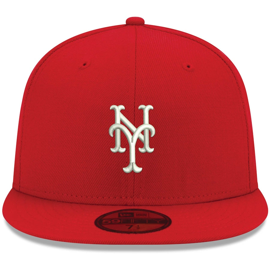 New Era Red New York Mets Logo White 59FIFTY Fitted Hat