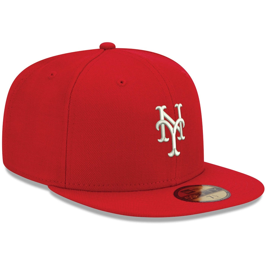 New Era Red New York Mets Logo White 59FIFTY Fitted Hat