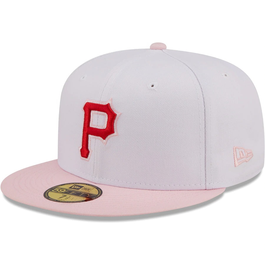 New Era Pittsburgh Pirates White/Pink Scarlet Undervisor 59FIFTY Fitted Hat