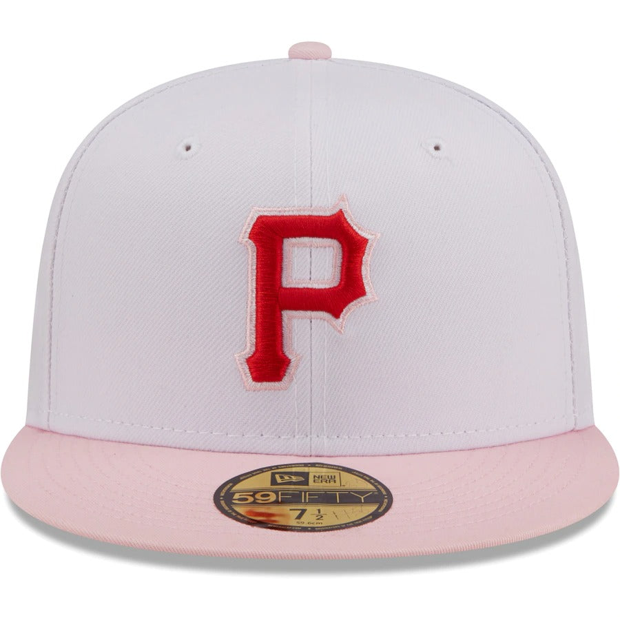 New Era Pittsburgh Pirates White/Pink Scarlet Undervisor 59FIFTY Fitted Hat