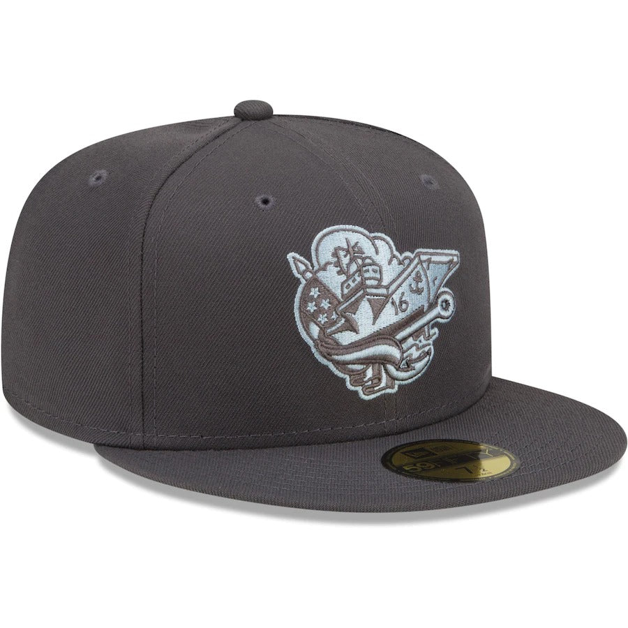 New Era Corpus Christi Hooks Gray Blue Ghost Theme Night 59FIFTY Fitted Hat