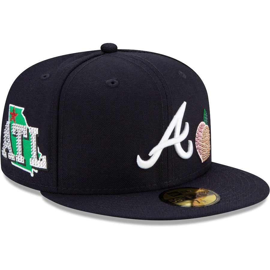 New Era Navy Atlanta Braves Crystal Icons Rhinestone 59FIFTY Fitted Hat