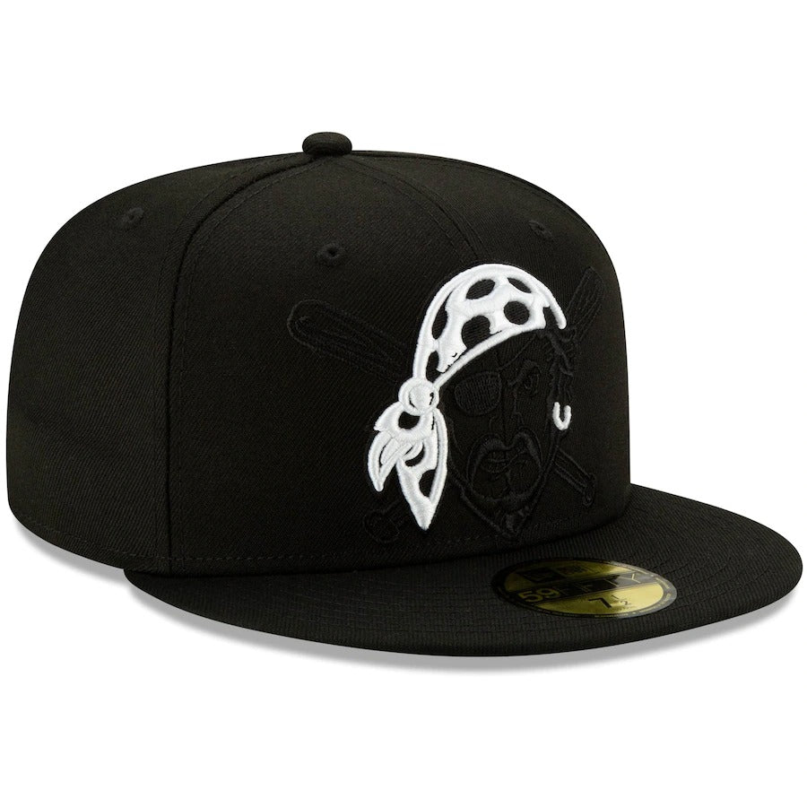 New Era Black Pittsburgh Pirates Monochrome Logo Elements 59FIFTY Fitted Hat