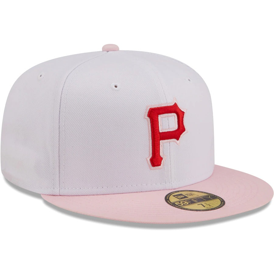 New Era Pittsburgh Pirates White/Pink Scarlet Undervisor 59FIFTY Fitted Hat