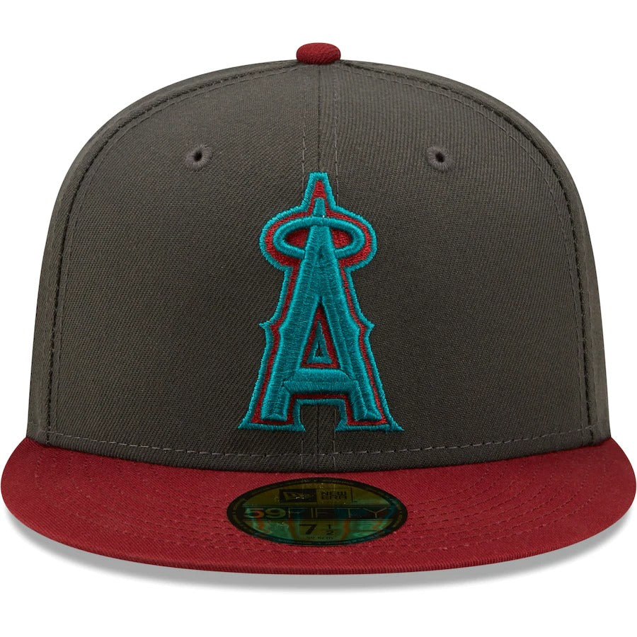 New Era Los Angeles Angels Graphite/Cardinal 40th Anniversary Titlewave 59FIFTY Fitted Hat