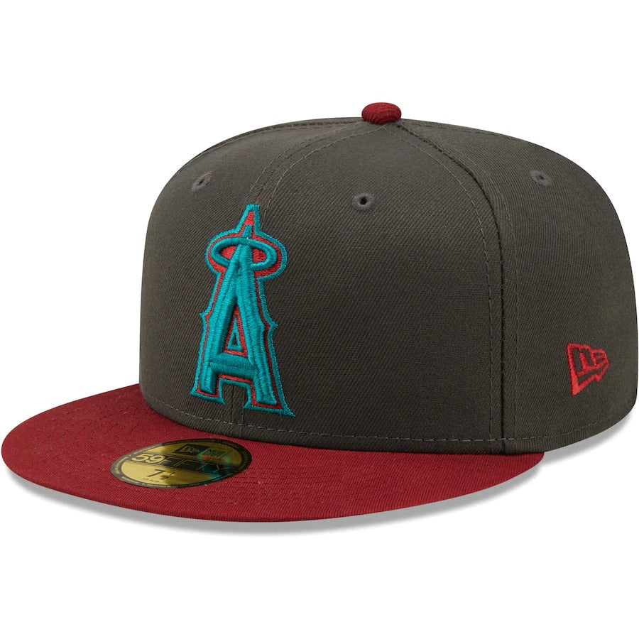 New Era Los Angeles Angels Graphite/Cardinal 40th Anniversary Titlewave 59FIFTY Fitted Hat