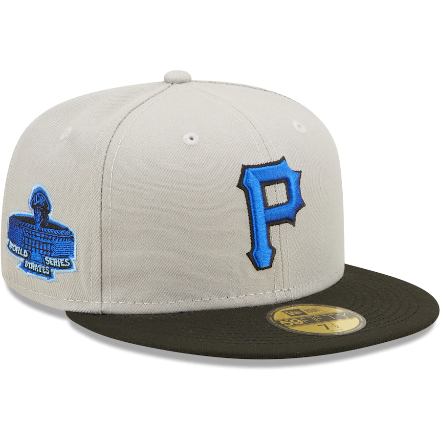 New Era Pittsburgh Pirates 1971 World Series Gray/Black Blue Undervisor 2022 59FIFTY Fitted Hat