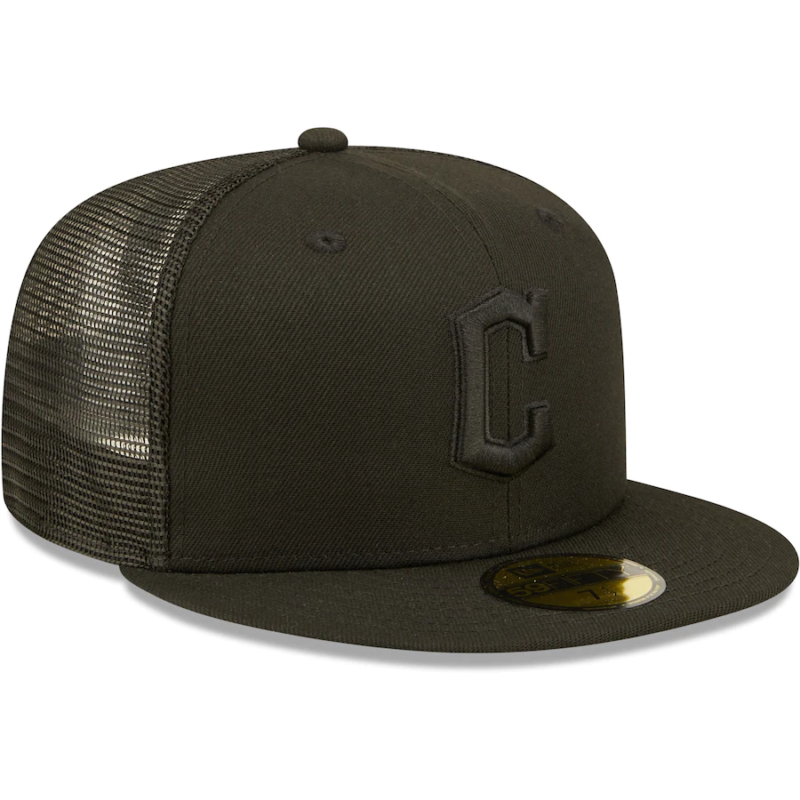 New Era Cleveland Guardians Blackout Trucker 59FIFTY Fitted Hat