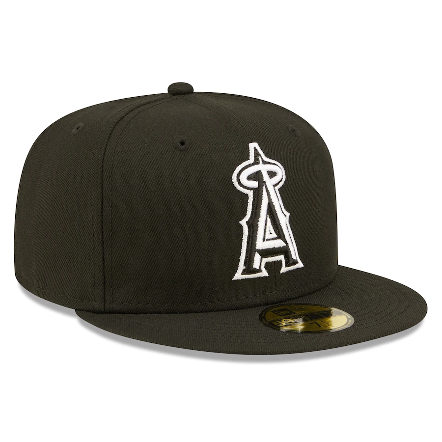 New Era Los Angeles Angels Black Team Logo 59FIFTY Fitted Hat