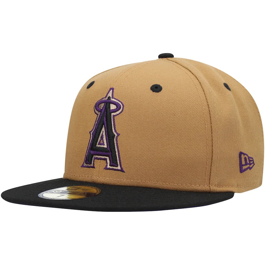 New Era Los Angeles Angels Tan Angel Stadium Purple Undervisor 59FIFTY Fitted Hat