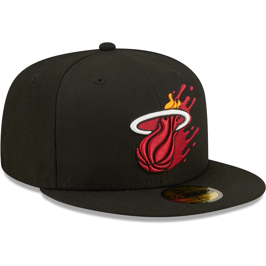 New Era Miami Heat Black Splatter 59FIFTY Fitted Hat