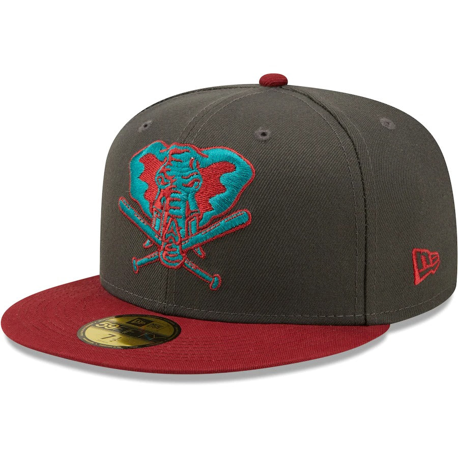 New Era Oakland Athletics Graphite/Cardinal Cooperstown Collection 30th Anniversary Titlewave 59FIFTY Fitted Hat