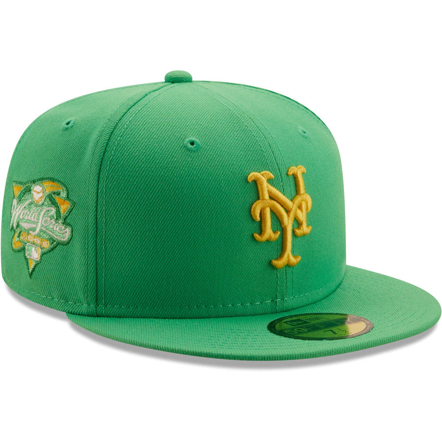 New Era Kelly Green New York Mets 2002 World Series Side Patch Yellow Undervisor 59FIFTY Fitted Hat