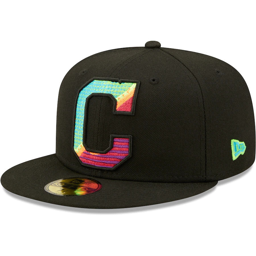 New Era Black Cleveland Indians Neon Fill 59FIFTY Fitted Hat