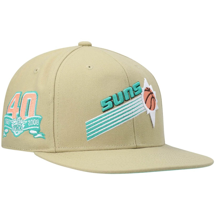 Mitchell & Ness Phoenix Suns Khaki 40th Anniversary Hardwood Classics Malibu Sunrise Fitted Hat