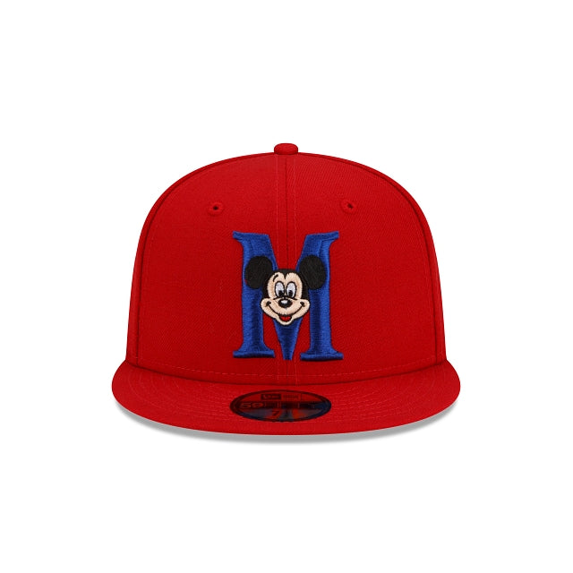 New Era Mickey Mouse Letterman Scarlet/Blue 2021 59FIFTY Fitted Hat