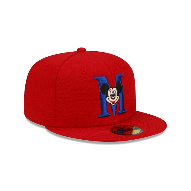 New Era Mickey Mouse Letterman Scarlet/Blue 2021 59FIFTY Fitted Hat